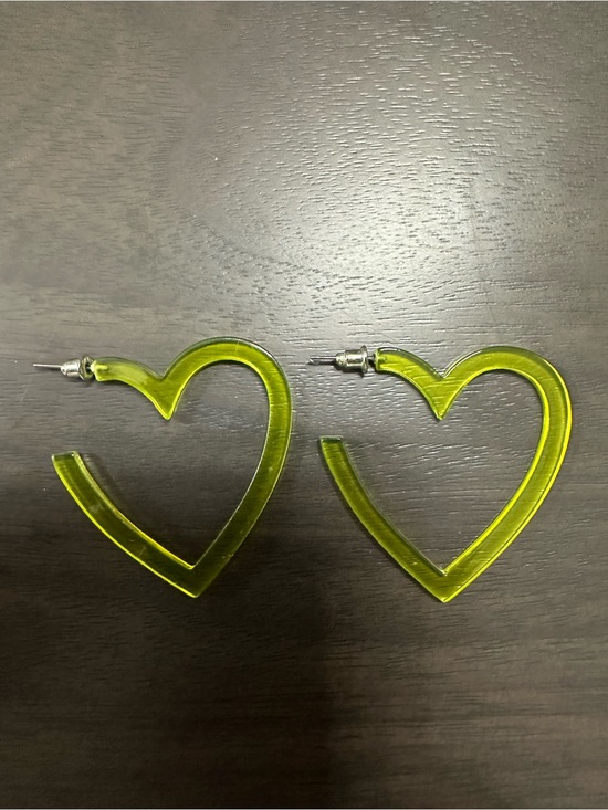 Jewelry - Neon Yellow Acrylic Heart Hoop Earrings